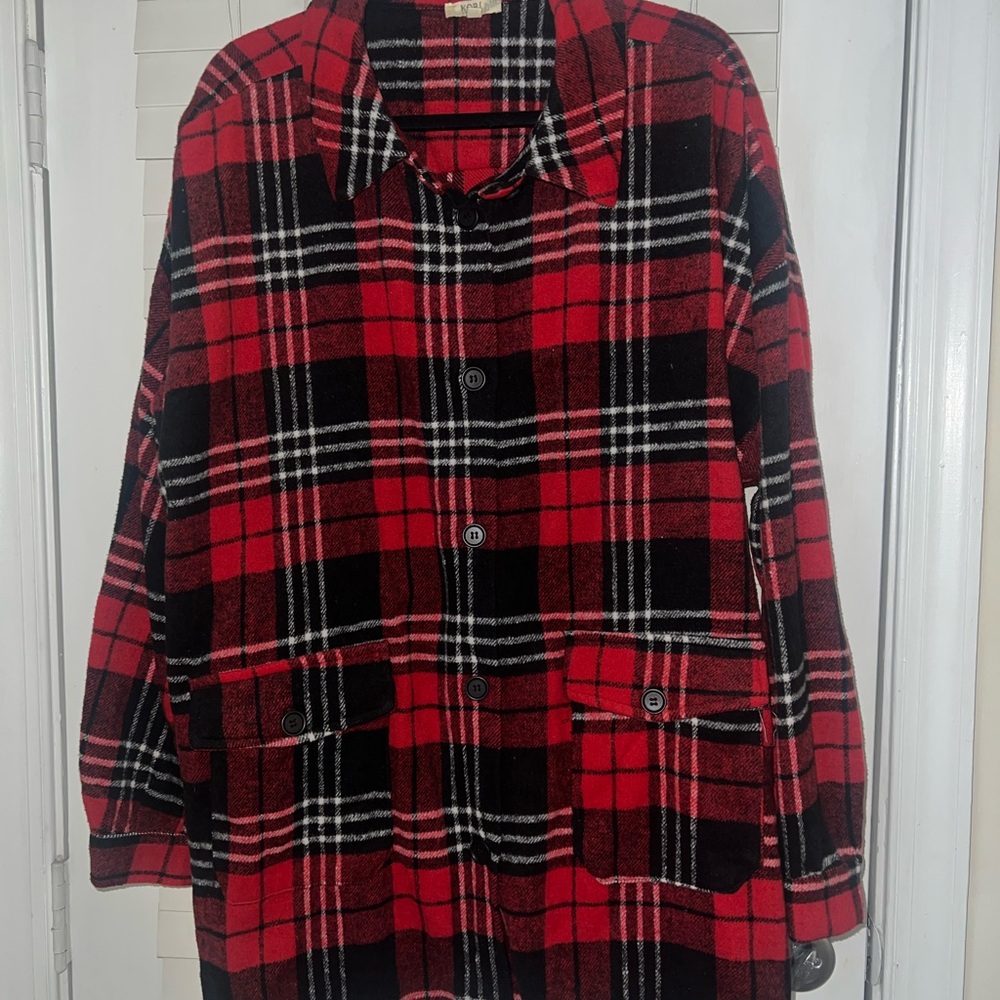 Kori Red and Black Plaid Utility Jacket